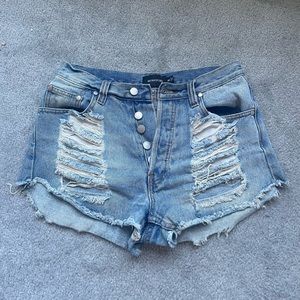 MINKPINK Denim high waisted jean shorts